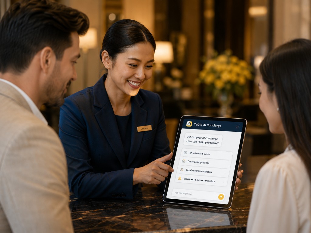 Cabto AI concierge on tablet